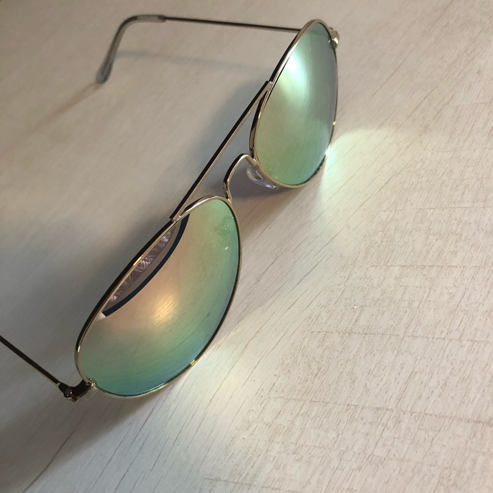 Classic Aviator Sunglasses Metal Frame Pink Lens - Picture 3 of 5